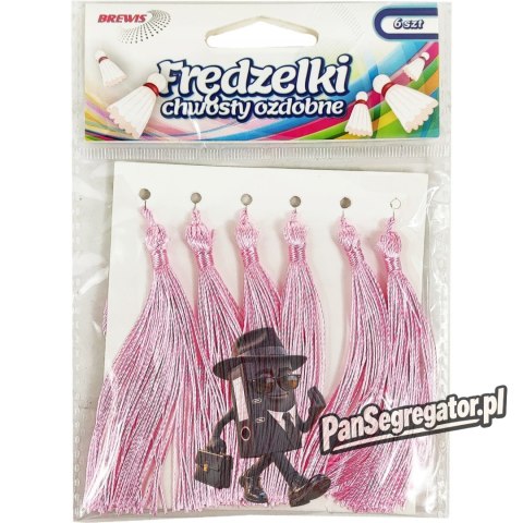 Frędzelki (chwosty ozdobne) FR6 (6 sztuk) 8 cm różowe BREWIS