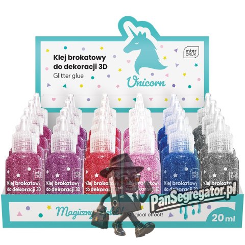 Klej brokatowy do dekoracji 3D 20ml UNICORN 24szt. INTERDRUK