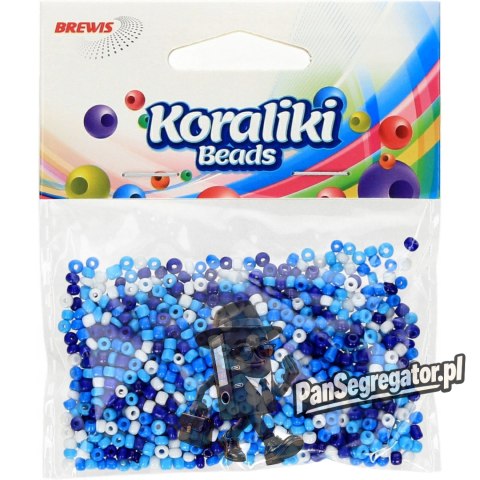 Koraliki akrylowe 35mm biało - niebieskie (30g) KZ13 BREWIS