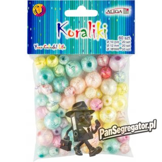 Koraliki pastelowe mix kolorów i rozmiarów (60 szt.) PJ-0606 ALIGA