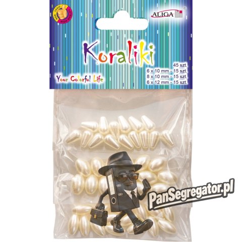 Koraliki perłowe plastikowe mix rozm. 45szt. PJ-7889 ALIGA