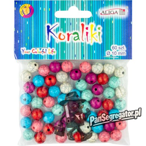 Koraliki plastikowe 10mm, mix kol. op.60 szt. PJ-0644 ALIGA