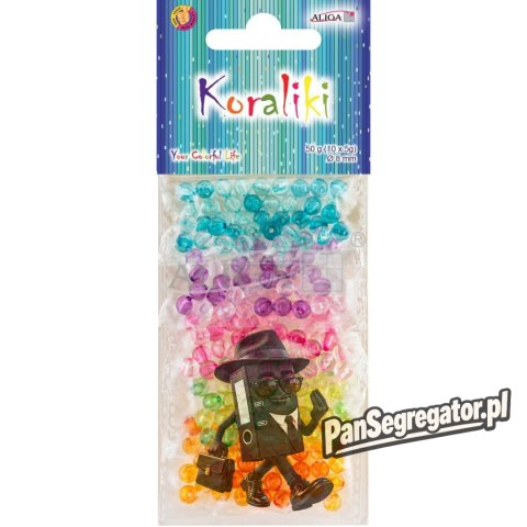 Koraliki plastikowe 8mm. op. 50g. (10kol. x 5g.) PJ-2844 ALIGA
