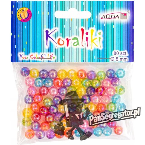 Koraliki plastikowe mix kolorów 8mm (80 szt.) PJ-0576 ALIGA