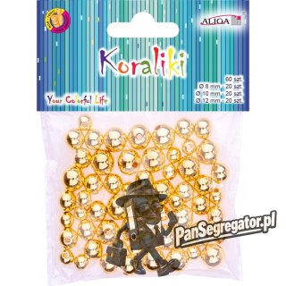 Koraliki plastikowe mix rozmiarów (60 sztuk) złote PJ-9463 ALIGA