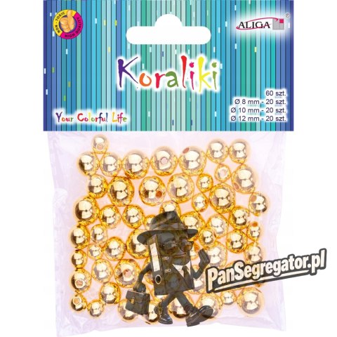 Koraliki plastikowe mix rozmiarów (60 sztuk) złote PJ-9463 ALIGA