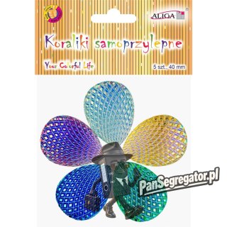 Kryształki samoprzylepne łezki opalizujące mix kolorów 40 mm, (5 szt.) JET-3300 ALIGA