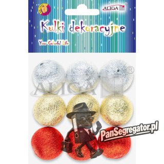 Kuleczki dekoracyjne styropianowe pokryte metalizowanymi nićmi roz. 3cm op. 9szt. BOM-4374 ALIGA