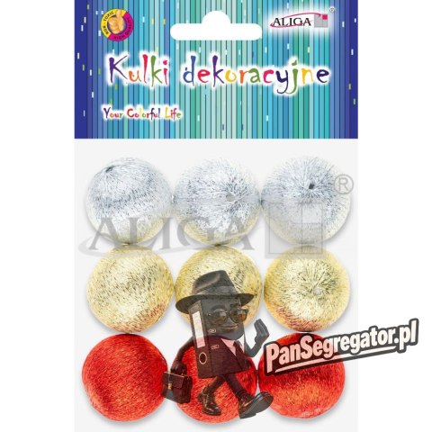 Kuleczki dekoracyjne styropianowe pokryte metalizowanymi nićmi roz. 3cm op. 9szt. BOM-4374 ALIGA