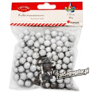 Kulki styropianowe 10-12mm (20g) srebrne z brokatem 439979 TITANUM