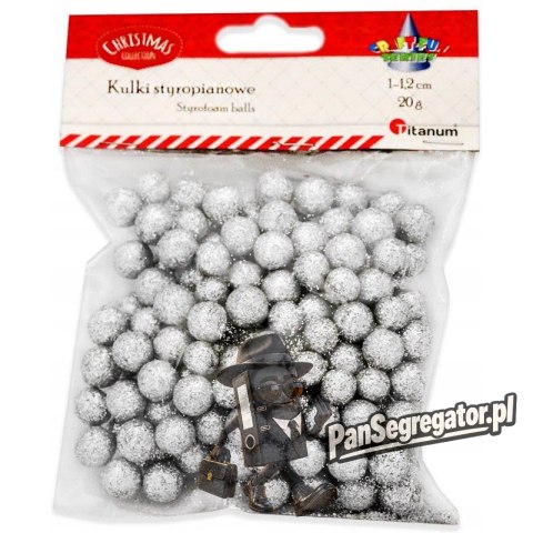 Kulki styropianowe 10-12mm (20g) srebrne z brokatem 439979 TITANUM