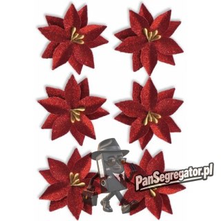 Kwiaty papierowe POINSECJA czerwone (6sztuk) 252037 Galeria Papieru