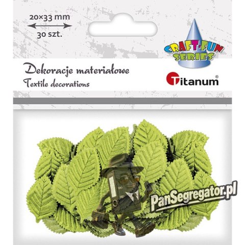 Liście materiałowe 20x33mm jasnozielone 30szt. 307729 TITANUM