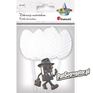 Materiałowe liście na druciku florystycznym białe 10 szt. 396468 TITANUM