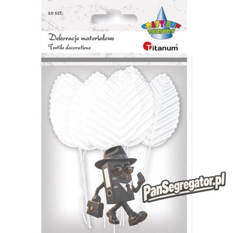 Materiałowe liście na druciku florystycznym białe 10 szt. 396468 TITANUM