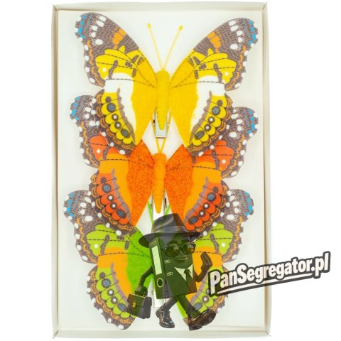 Motylki dekoracyjne z klipsem 12cm (3 szt.) MOD-6098 ALIGA