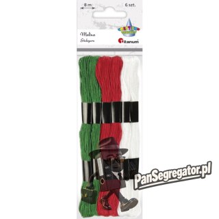 Mulina 8m zestaw 3 kolorów po 2szt. kolory: biały, czerwony, zielony ciemny 439189 TITANUM