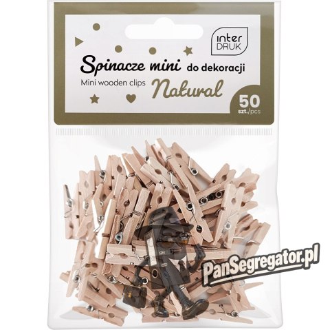 Naturalne spinacze do dekoracji MINI 50szt. INTERDRUK