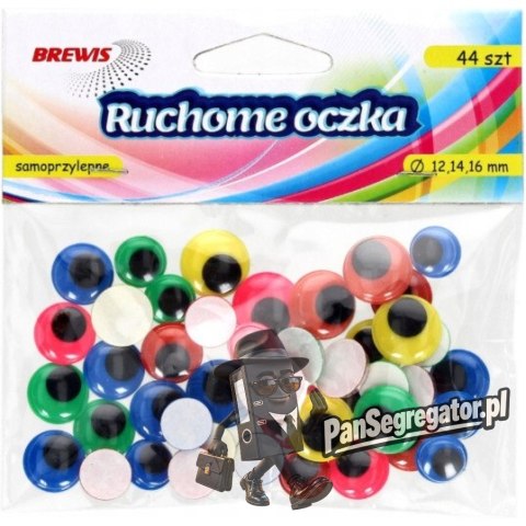 Oczka ruchome okrągłe samoprzylepne 12,14,16mm (44 sztuki) RO21 BREWIS