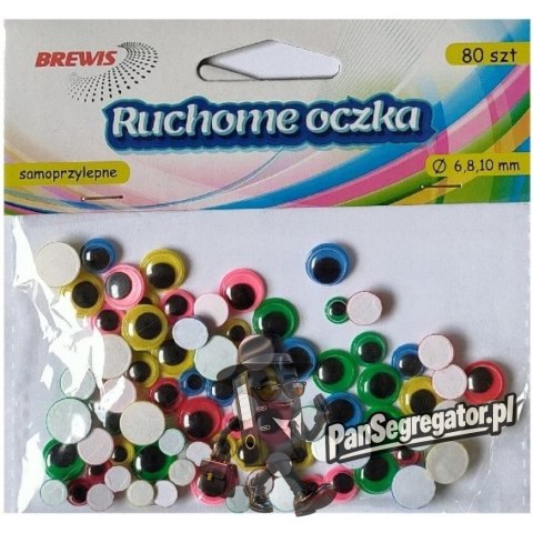 Oczka ruchome okrągłe samoprzylepne 6,8,10mm (80 sztuki) RO20 BREWIS