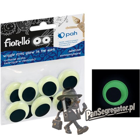 Oczka ruchome samoprzylepne świecące w ciemności 25mm (10 sztuk) FIORELLO GR-KE10-25F 170-2562