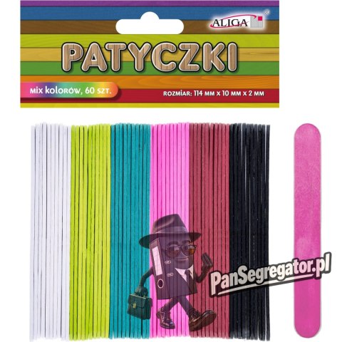 Patyczki mix kolorów 114x10x2mm 60szt. PK-1046 ALIGA