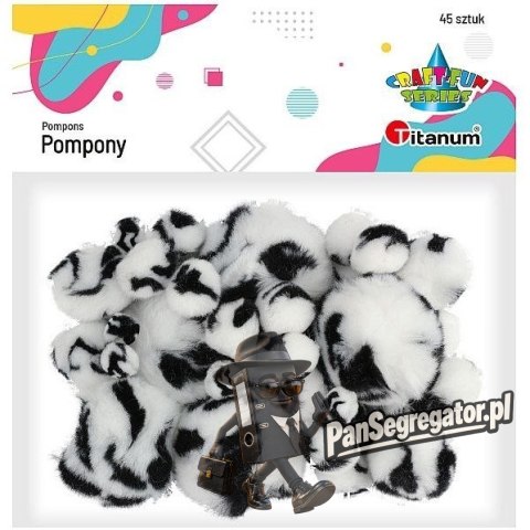 Pompony akrylowe A45 ANIMAl biało-czarne 338522