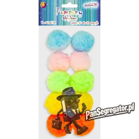 Pompony akrylowe mix kolorów 5cm 10szt. POM-203 ALIGA