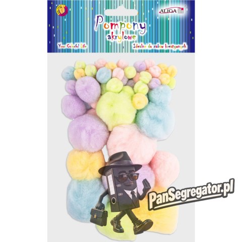 Pompony akrylowe mix kolorów pastelowych i rozmiarów (60) POM-9969 ALIGA