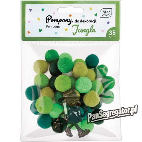 Pompony do dekoracji 35szt. JUNGLE INTERDRUK