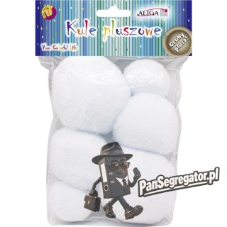 Pompony kule pluszowe białe mix rozmiarów (6 szt.) POM-3517 ALIGA