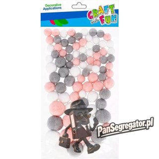 Pompony mix kolorów i rozmiarów pastelowe 90szt. CRAFT WITH FUN 501476