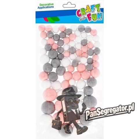 Pompony mix kolorów i rozmiarów pastelowe 90szt. CRAFT WITH FUN 501476