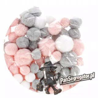 Pompony mix kolorów i rozmiarów pastelowe 90szt. CRAFT WITH FUN 501476