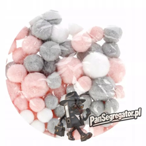 Pompony mix kolorów i rozmiarów pastelowe 90szt. CRAFT WITH FUN 501476