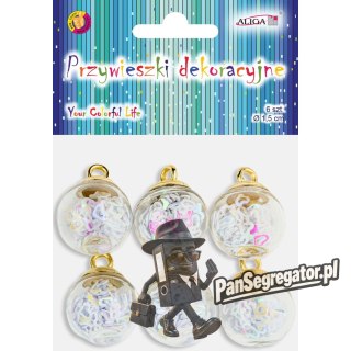 Przywieszki dekoracyjne kuleczki białe 1,5cm 6szt. ZWD-0446 ALIGA