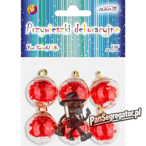 Przywieszki dekoracyjne kuleczki czerwone 1,5cm 6szt. ZWD-0460 ALIGA
