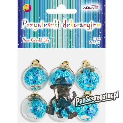 Przywieszki dekoracyjne kuleczki niebieskie 1,5cm 6szt. ZWD-0453 ALIGA