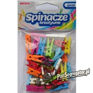 Spinacze-klamerki drewniane ozdobne mix kolorów 2,5cm (40 szt.) BREWIS SPK25