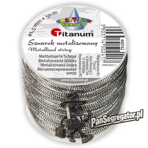 Sznurek metalizowany srebrny 1,5mm x 50m 440762 TITANUM