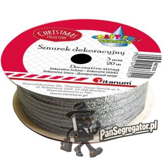 Sznurek-wstążka 3mm 20m srebrny 487303 TITANUM