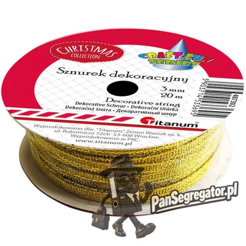 Sznurek-wstążka 3mm 20m złoty 487302 TITANUM