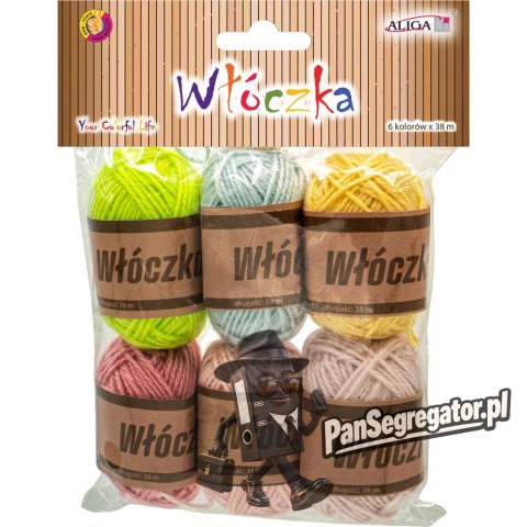 Włóczka 38m 6szt. mix kolorów WL-9427 ALIGA