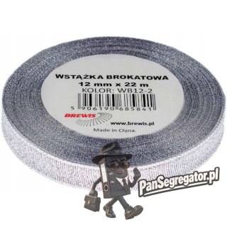 Wstążka brokatowa 12mm/22m wb12-2 srebrna BREWIS