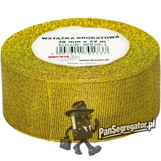 Wstążka brokatowa 38mm złota WB38-1 BREWIS