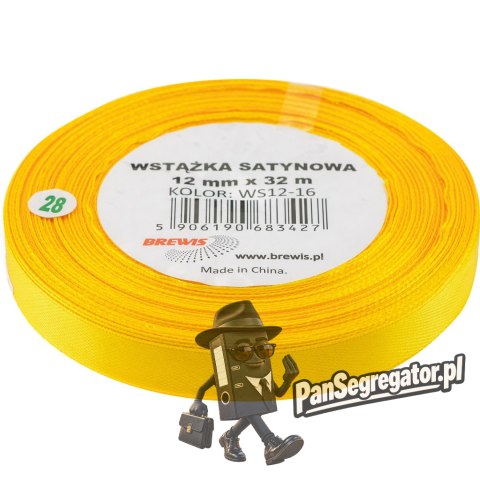 Wstążka satynowa 12mm/32m 16 żółta BREWIS