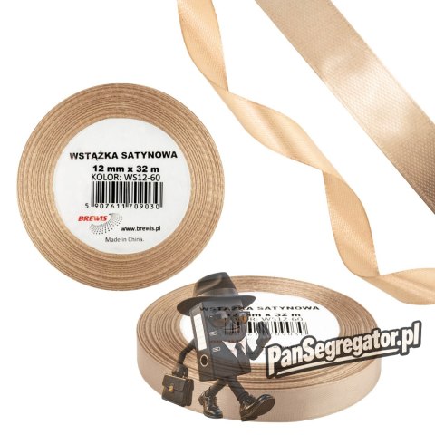 Wstążka satynowa 12mm/32m WS12-60 tan BREWIS