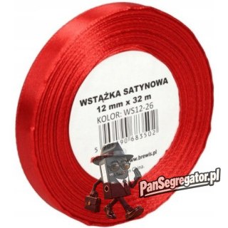 Wstążka satynowa 12mm/32m czerwona WS12-26 BREWIS