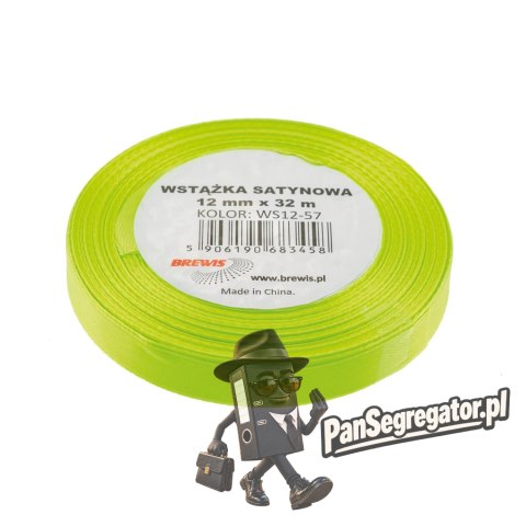 Wstążka satynowa 12mm/32m limonka BREWIS