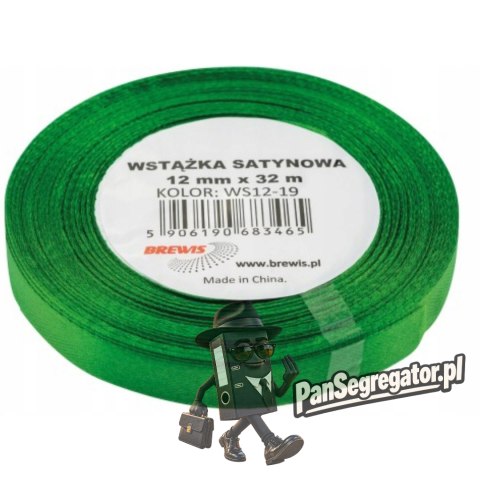 Wstążka satynowa 12mm/32m ws12-19 zielona BREWIS